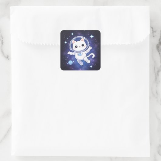 Cute Space Cat Astronaut Sticker (Tas)