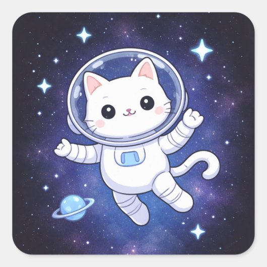 Cute Space Cat Astronaut Sticker (Voorkant)