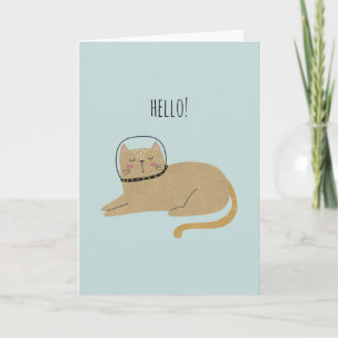Cute Space Cat Custom Message Notitiekaartje