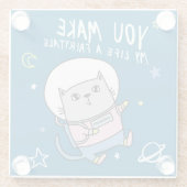 Cute Space Cat Glazen Onderzetter (Achterkant)