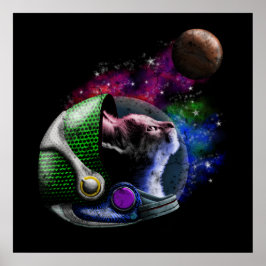 Cute Space Cat met Helmet Galaxy Nebula Poster