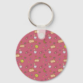 Cute Space Cat Pattern – Adorable Cosmic Kitty Sleutelhanger (Achterkant)