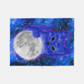 Cute Space Cat Pspelen met de maan Fleece Deken (Voorkant (Horizontaal))