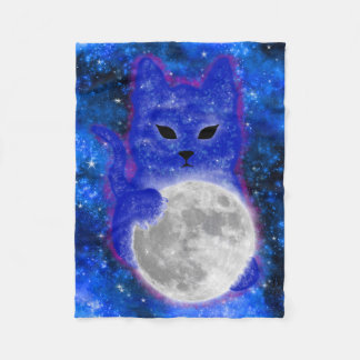 Cute Space Cat Pspelen met de maan Fleece Deken