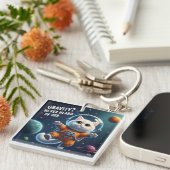 Cute Space Cat Sleutelhanger (Voorkant Rechts)