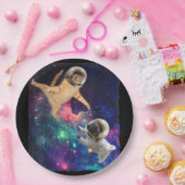 Cute Space Cat vs Space Dog Galaxy Epic Fight in O Papieren Bordje (Feest)