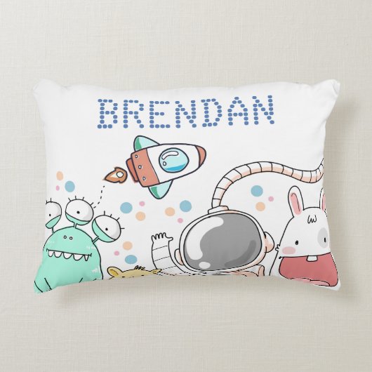 Cute Space Characters Personalised Kids Accent Kussen (Voorkant)
