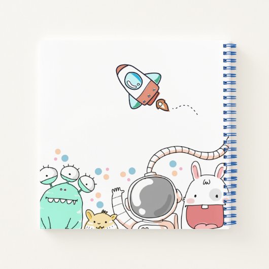 Cute Space Characters Personalised Kids Notitieboek (Achterkant)