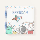Cute Space Characters Personalised Kids Notitieboek (Voorkant)