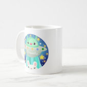 Cute Space Creature And Bunny Rabbit Koffiemok (Voorkant links)