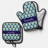 Cute Space Creature And Bunny Rabbit Ovenwant & Pannenlap Set (Voorkant / Achterkant)