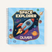 Cute Space Explorer-badge Notitieboek (Voorkant)