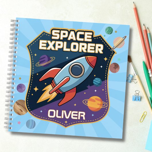 Cute Space Explorer-badge Notitieboek
