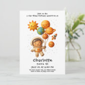 Cute Space Explorer Birthday Card Kaart (Staand voorkant)