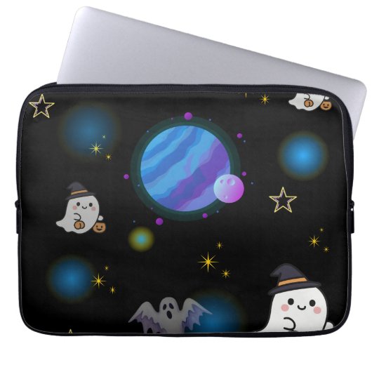 Cute Space Galaxy Doodle Laptophoes Laptop Sleeve (Voorkant)