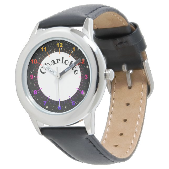 Cute Space Galaxy Genummerde Kinderen Horloge (Gekanteld)
