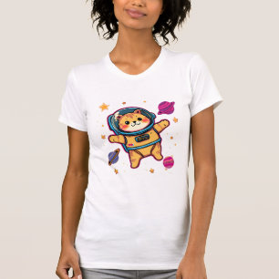 Cute Space Kat Astronaut Kawaii Melkweg T-Shirt