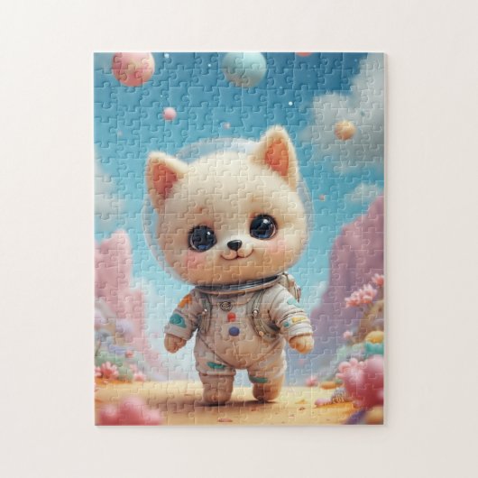 Cute Space Kitten Astronaut Jigsaw Puzzle Legpuzzel (Verticaal)