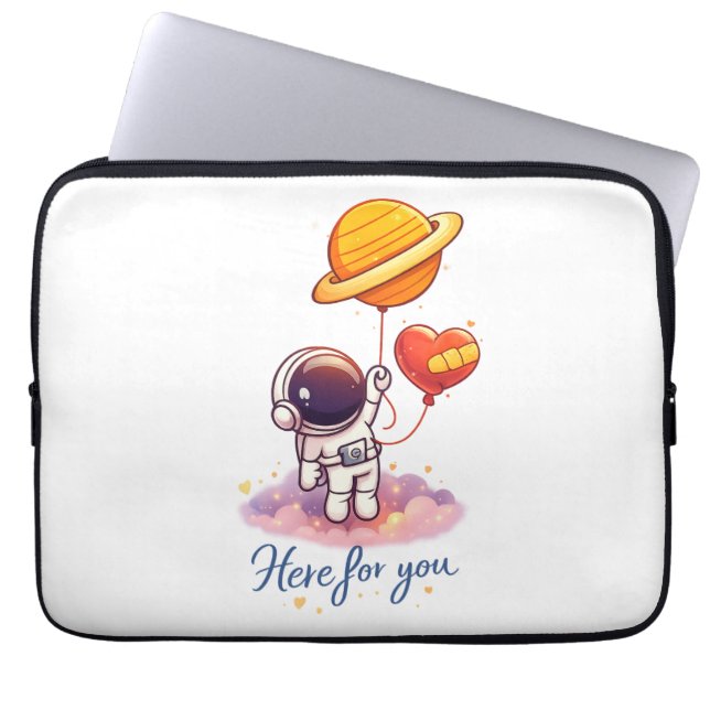 Cute Space Love Illustration Laptop Sleeve (Voorkant)