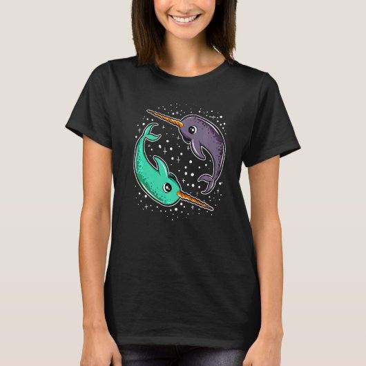 Cute Space Narwhals Narwhal Outerspace T-shirt (Voorkant)