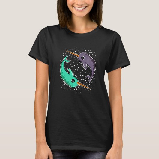 Cute Space Narwhals Narwhal Outerspace T-shirt (Voorkant)