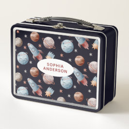 Cute Space Pattered Metal Lunch Box
