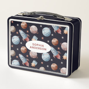 Cute Space Pattered Metal Lunch Box