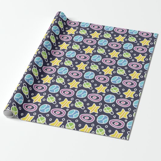 Cute Space Pattern Cadeaupapier (Uitgerold)