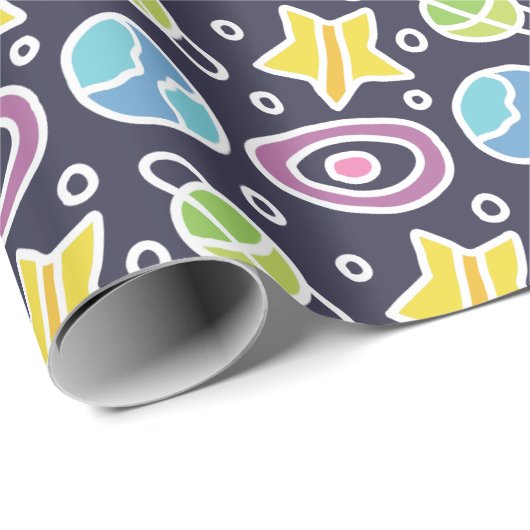 Cute Space Pattern Cadeaupapier (Rol Hoek)