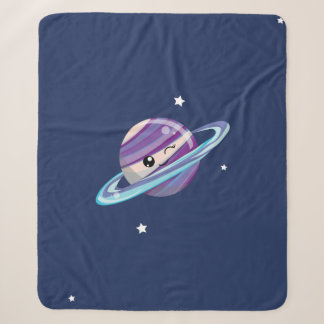 Cute Space Planet Saturn Galaxy Sherpa Deken