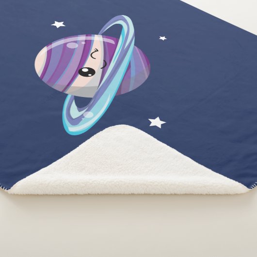 Cute Space Planet Saturn Galaxy Sherpa Deken (3/4)