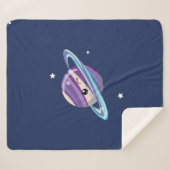 Cute Space Planet Saturn Galaxy Sherpa Deken (Voorkant (horizontaal))