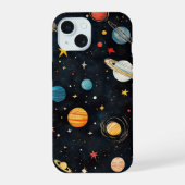 Cute Space Planets Pattern iPhone 15 Case (Achterkant)