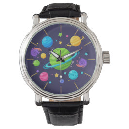 Cute Space Planets Watch Horloge