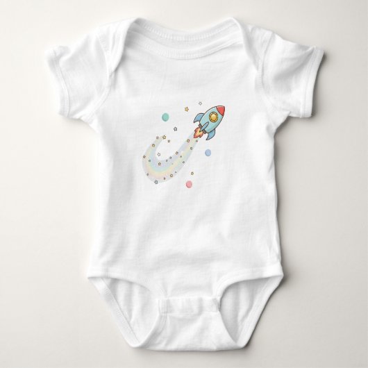 Cute Space Raket Baby Body – Pastel Galaxy S Romper (Voorkant)