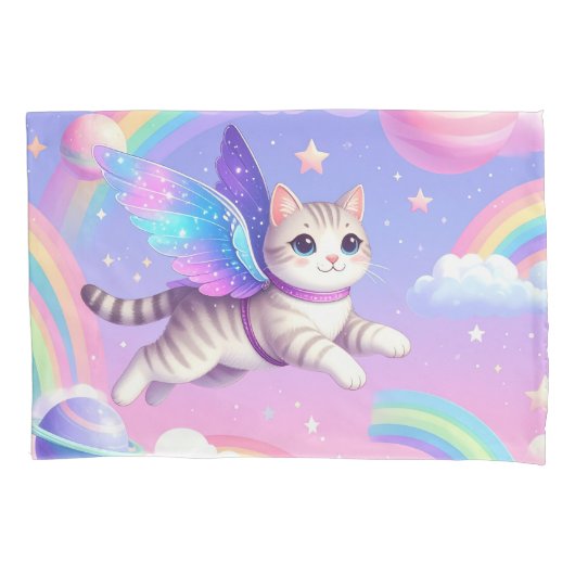 Cute Space Regenboog Ontwerp – Kawaii Planeten & S Kussensloop (Voorkant)