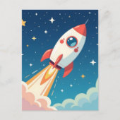 Cute space rocket blasting off briefkaart (Voorkant)