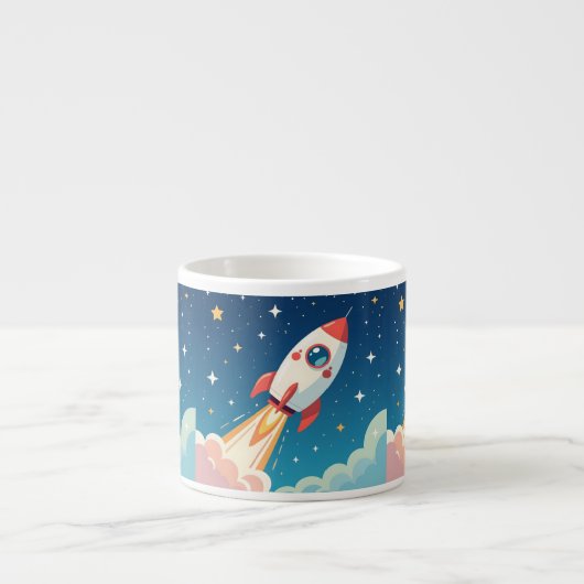 Cute space rocket blasting off espresso kop (Voorkant)