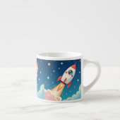 Cute space rocket blasting off espresso kop (Rechts)
