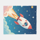 Cute space rocket blasting off fleece deken (Voorkant (Horizontaal))