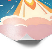 Cute space rocket blasting off foto afdruk (Hoek)