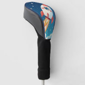 Cute space rocket blasting off golfheadcover (Schuin)