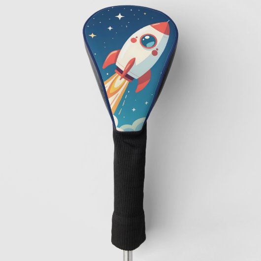 Cute space rocket blasting off golfheadcover (Voorkant)
