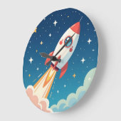 Cute space rocket blasting off grote klok (Hoek)
