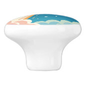 Cute space rocket blasting off keramische knop (Zijkant)