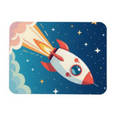 Cute space rocket blasting off magneet (Horizontaal)