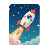 Cute space rocket blasting off magneet (Verticaal)