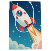 Cute space rocket blasting off medium cadeauzakje (Voorkant)