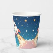 Cute space rocket blasting off papieren bekers (Achterkant)