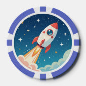 Cute space rocket blasting off poker chips (Voorkant)